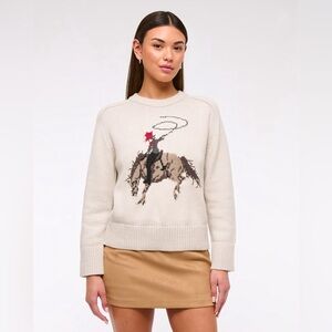 Abercrombie & Fitch Cream Sweater with Cowboy Design